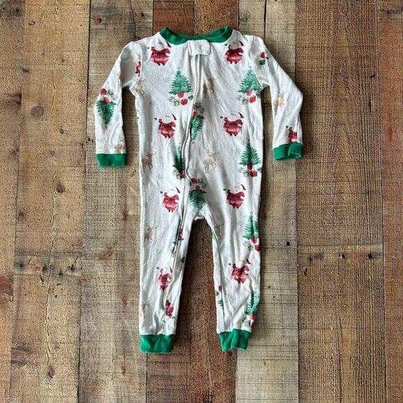 Rabbit + Bear Long Sleeve Christmas Pajamas Zip Front Organic Cotton 24 months - Picture 1 of 9